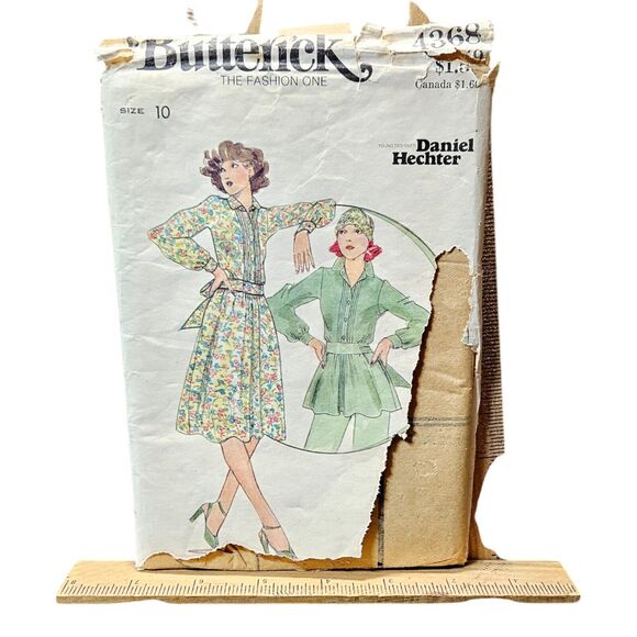 Butterick 4368 Vtg 1970s Daniel Hechter Tucked-front Or Top Sewing Pattern Sz 10 - Picture 4 of 7